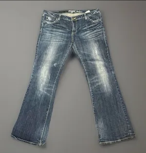 Rock & Wrangler Ultra Low Rise Flare Jeans 9x33 Y2K Blue Denim thumbnail 1