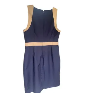 JCrew Suiting Color Block 100% Wool Sleeveless Sheath Dress Blue / Beige 12 thumbnail 2