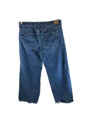 American Eagle Womens Low-Rise Baggy Wide Leg Jeans Size 14 Stretch Raw Hem thumbnail 3