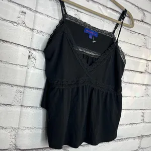 Aeropostale Black Crop Top Camisole Spaghetti Straps Lace SZ XL Flowy V-Neck thumbnail 3
