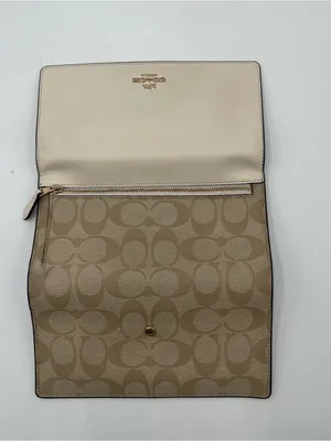 Coach Slim Trifold Wallet In Signature Canvas EUC Logo Designer thumbnail 8