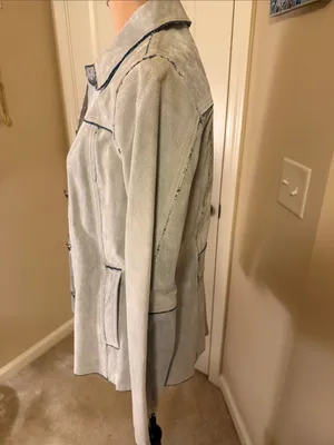 Wilson's Leather Light Blue Suede Button-Front Jean Jacket thumbnail 4