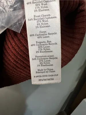 Everlane ReCashmere Wool Rust Red Varsity V Neck Button Front Cardigan Sweater thumbnail 6