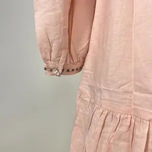NWT Tuckernuck Bermuda Pink Palmerston Dress sz S Long Sleeve Linen Blend Mini thumbnail 7