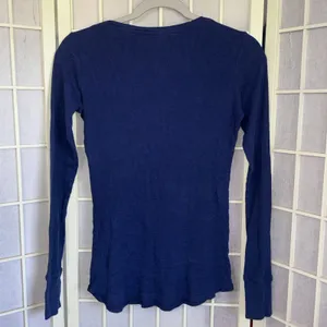 Vintage Victoria's Secret Henley‎ Ribbed Y2K Navy Thermal Long Sleeve Shirt XS thumbnail 11