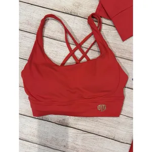 NWT OTG Athleisure Red activewear set Jacket, Sport Bra And Pants Leggings thumbnail 3