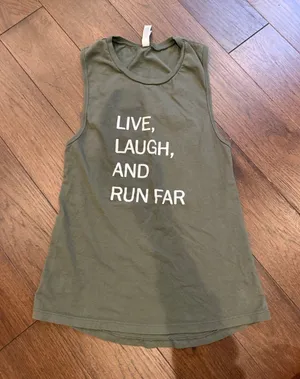 Bella Canvas Green Tank with White 'Live, Laugh, And Run Far' Small - C72-049 thumbnail 1