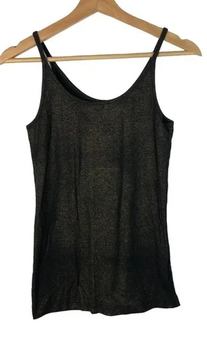 Faded Glory Black & Gold Shimmer Cami Tank Top‎ M thumbnail 1