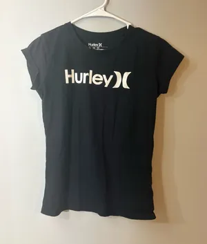 Y2K Hurley Black‎ Logo Crewneck Tee - Women's XS YOUTH XL thumbnail 1