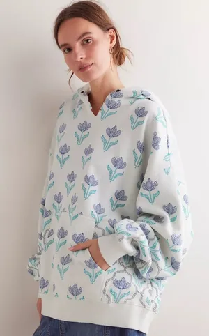 NWT Free People We The Free It's A Vibe Printed Hoodie In Snowfall Combo Size: Xs $128MSRP No refunds or cancellations thumbnail 1
