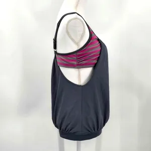 Gray Pink Stripe Tankini‎ Top Bra Swimsuit Swimwear Adjustable Size Medium thumbnail 3