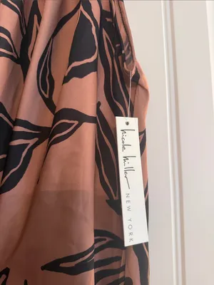 Nicole Miller Rust Brown Mini Skirt with Black Abstract Print thumbnail 2