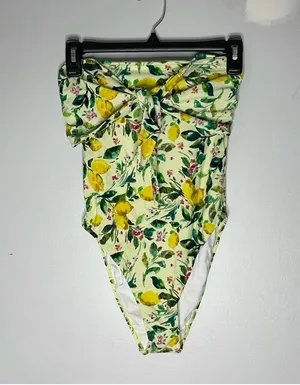 Anthropologie Lemon Print Tie Front One Piece Swimsuit thumbnail 1