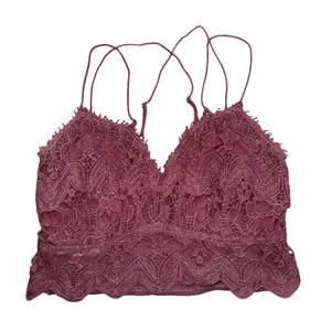 Free People FP One Adella Bralette Women M Purple Excellent Lace Strappy Boho thumbnail 1