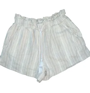Abercrombie & Fitch Cream with beige/tan Striped High-Waist Women's Shorts thumbnail 1