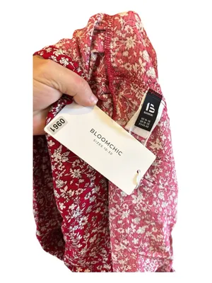 BloomChic Red Floral Puff-Sleeve Maxi Dress. thumbnail 3