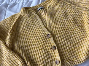 Sadie & Sage Yellow Chunky Knit Button Cardigan Sweater | Small | Cottagecore thumbnail 3