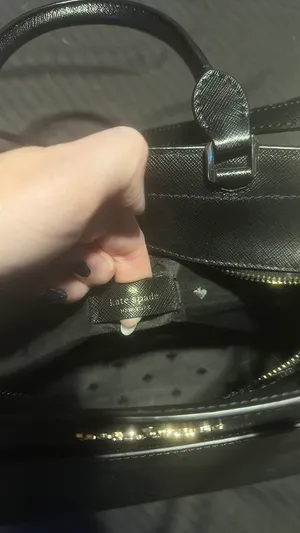 Kate Spade New York Staci Medium Satchel featuring a black saffiano leather exterior thumbnail 7