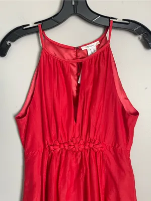 ESLEY Red Silk Blend Sleeveless Mini Dress Sz M thumbnail 3