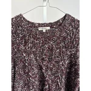 Madewell Cable Knit Sweater Burgundy‎ Gray Ivory Women's Size M Medium thumbnail 2