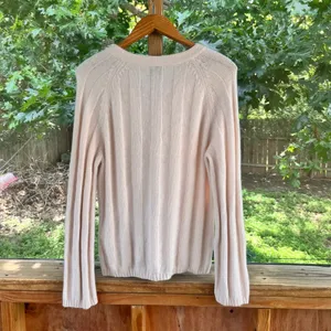 J. Crew Collection Women's 100% Cashmere Lace Up Beach Sweater Cream Size M thumbnail 3