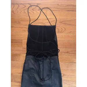 Edikted Dani Open Back Faux Leather Mini Dress Black Lace Up Small Bodycon thumbnail 6