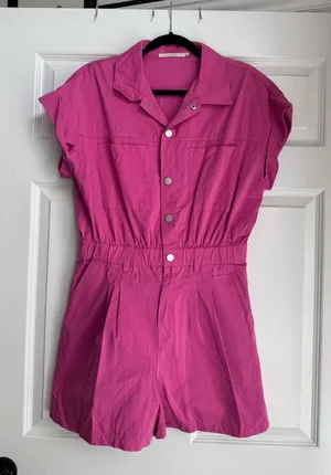 Pink Short Sleeve Romper thumbnail 1