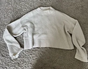 Crop sweater mock neck beige White Size L thumbnail 1