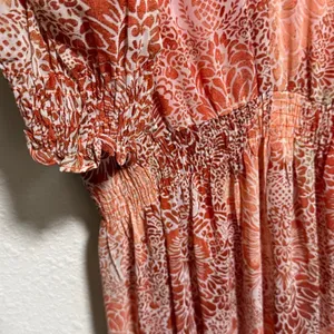 Just Taylor Orange Paisley Floral Smocked Waist Tiered Mini Dress Womens Size‎ 6 thumbnail 6
