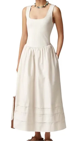J.Crew Drop-waist mixy dress in natural/Ivory color Size Medium NWT thumbnail 1