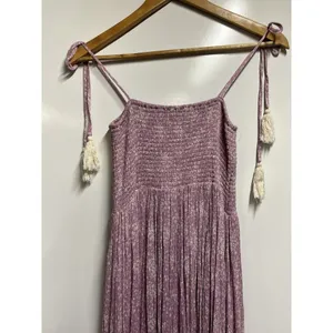 Olia Bradlea Smocked Tassel Tie Shoulders Maxi Dress Women size Medium thumbnail 7