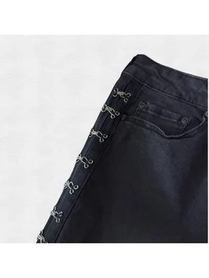 Faded Black Silver Hook Midrise Skinny Jeans Blackheart 13 10 Edgy Punk Goth Alt thumbnail 6