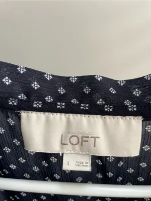 LOFT Navy Ditsy Print Sleeveless Tie-Front Top thumbnail 2