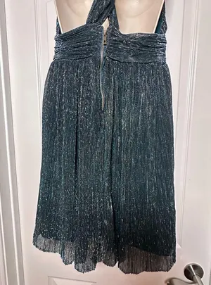 NWT Crystal Sky Deep V-neck Pleated Sparkle Iridescent Women’s Cocktail Dress LG thumbnail 8