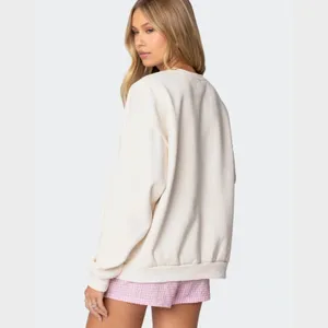 Edikted Cream Bow Brat Printed Sweatshirt NWOT XL thumbnail 5