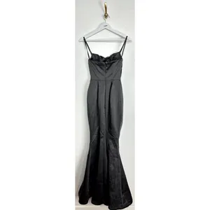 HOUSE OF CB Violette Satin Mermaid Gown in Dark Grey Size X-Small thumbnail 9