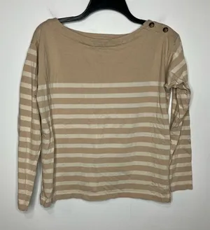 J. Crew tan‎ striped top long sleeve boat neck size XS thumbnail 1