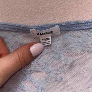 Garage Lace Corset Top Light Blue Y2K Crop Short Sleeve XS thumbnail 3