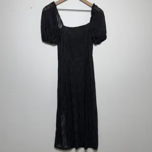 H&M Women Whimsigoth Vamp Babydoll Dress Small Black Lace Square‎ Neck Midi Slit thumbnail 8