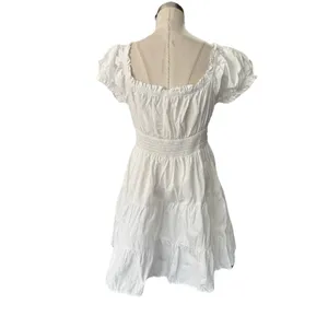 Altar'd State White Smocked Sweetheart Mini Dress L Little White Dress Bridal thumbnail 4