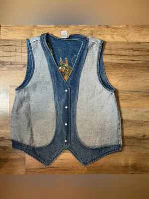 Vintage 90s Unbranded Western Embroidered horse Denim Vest cowboy One of a Kind! thumbnail 10