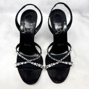 Christian Louboutin Emilie Strass 100 Embellished Strappy Sandal Heels Black 38 thumbnail 3