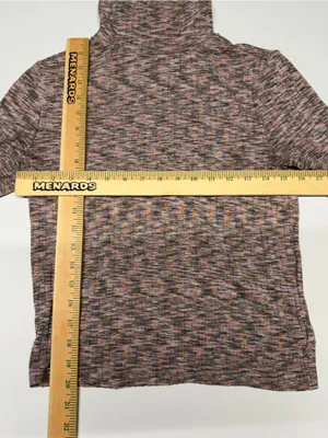 Madewell Top Turtleneck Ribbed Knit‎ Cropped Mauve Space Dye Long Sleeve Large thumbnail 5
