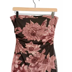 Zinc Vintage Y2K 90s Black Floral Whimsigoth Strapless Dress Size M Asymmetric Fairy thumbnail 3