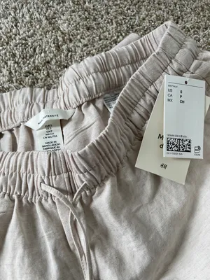 H&M MAMA Sz Small Before & After Linen-Blend Pants thumbnail 2