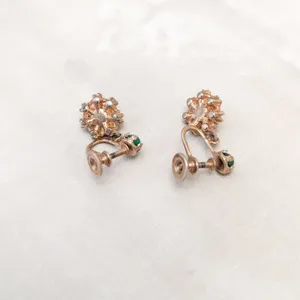 Vintage Screw On Earrings Green, Red, Clear, Gold Tone Regal Dangle Earrings thumbnail 4