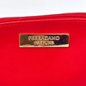 Ferragamo Parfums Red Cosmetic Bag Toiletry Pouch Travel Zip‎ Makeup Case 9x6” thumbnail 2