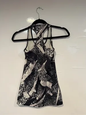Black & White Patterned Lululemon Cool Racerback Tank Top‎ thumbnail 4