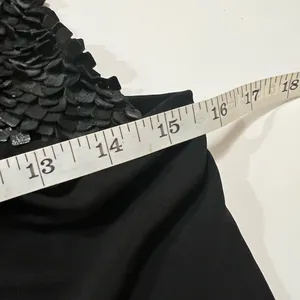Yigal Azrouel Black One Shoulder Asymmetric Draped Cocktail Dress Petal Trim thumbnail 6