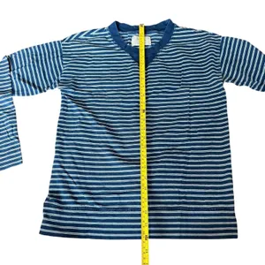 Vintage Hi-Line Size S Vneck Henley‎ Blue Stripe Oversized Cotton Long Sleeve thumbnail 6